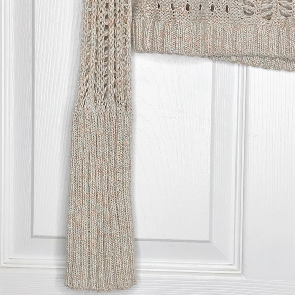 Free People Pink & Blue Open Knit Cropped Sweater - Picture 5 of 8